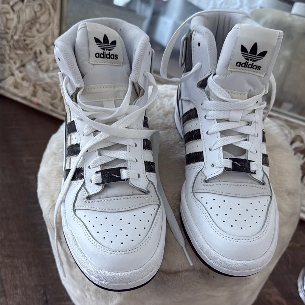 Adidas White and Black High-Top Sneakers you without the box